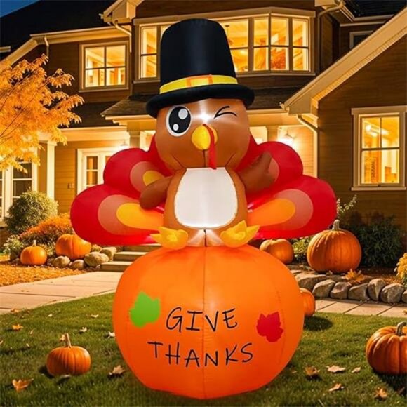 6FT Thanksgiving Inflatables Turkey Outdoor Decorations,...